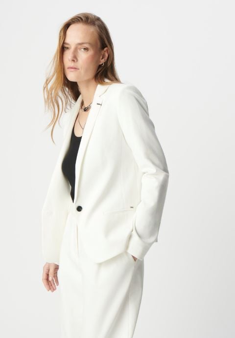 Americana blanca ajustada punto Milano mujer